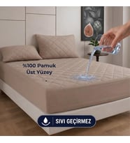Kahverengi Kapitone Sıvı Geçirmez Yatak Koruyucu Fitted Alez Çarşaf%100 Pamuk 120X200