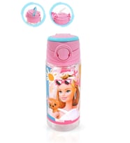 Pembe Barbie Şeffaf Matara 500ML - Çocuk Suluk, Matara, Suluk Pipetli Suluk, Askılı Suluk (Karışık)