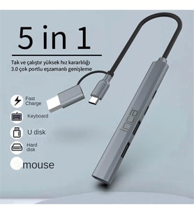 Inca IUTP-06TX 5in1 USB 3.0 + 2xUSB 2.0+Type-C+PD 100W USB+Type-C Çoklayıcı 3.0 ile 5 Gbps