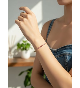 Valmont Accessories Kadın Gold Renk Fuşya Taşlı Su Yolu Bileklik