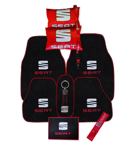 Seat Uyumlu 5’li Oto Halı Paspas & Dijital Baskılı Araç Yastık & Çok Parçalı Oto Aksesuar Seti