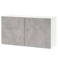 Duvar Dolabı, Beyaz-Açık Gri Taş Görünümlü, 120x42x64 cm