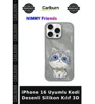 iPhone 16 Uyumlu Kedi Desenli Silikon Kılıf 3D Hediyelik Aksesuar Cep Telefonu Akıllı Telefon