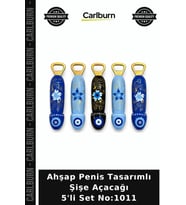 Özel Üretim Eglenceli Hediyelik Parti Komik Ahşap Penis Tasarımlı Şişe Açacağı 5'li Set No:1011