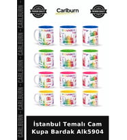 Özel Üretim Hediyelik Şehir Hatıra Kahve Çay İstanbul Temalı Cam Kupa Bardak Alk5904