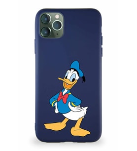 Apple iPhone 11 Pro Max Soft Premier Kapak Donald Duck-C Tasarımlı Silikon Kılıf - Lacivert (Şeffaf)