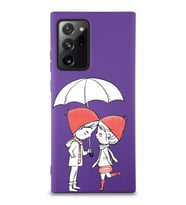Samsung Galaxy Note 20 Ultra Uyumlu Lansman Kılıf Aşk Tasarımlı İçi Kadife Kapak-Mor (Şeffaf)