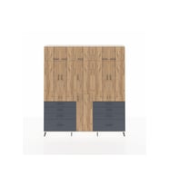 Arges Dolap 8 Raflı 8 Çekmeceli 3 Askılı 220x30x243 Aytaşı-Çam/Antrasit
