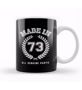 1973 Made In 73 All Genuine Parts Kupa Bardak Porselen
