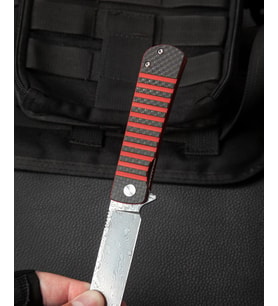 BESTECH TITAN Karbon Fiber Ve G10 Saplı Ara Katman: 2,96'' Damascus Çakı BL05B (Çok Renkli)