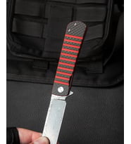 BESTECH TITAN Karbon Fiber Ve G10 Saplı Ara Katman: 2,96'' Damascus Çakı BL05B (Çok Renkli)