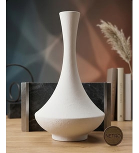 BOMBELİ BOHEM EL YAPIMI ÖZEL SERİ SERAMİK VAZO 32 CM (Beyaz)