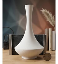 BOMBELİ BOHEM EL YAPIMI ÖZEL SERİ SERAMİK VAZO 32 CM (Beyaz)
