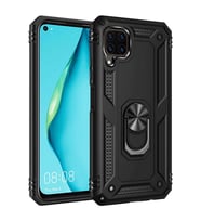 Huawei P40 Lite Kılıf Metal For Car Yüzüklü Standlı Military Ring Serisi (Siyah)