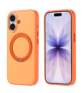 iPhone 17 Kılıf M-Safe Şarj Özellikli Standlı Proton Silikon Kılıf (Turuncu)