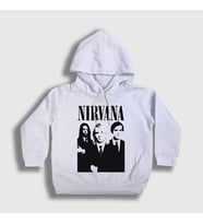 Presmono Unisex Çocuk Beyaz Band Nirvana Kapüşonlu Sweatshirt 98952tt