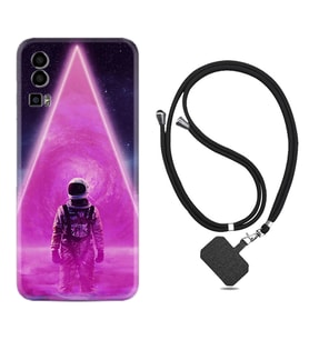 General Mobile Gm 23 Kılıf Resimli Boyun Askılı İpli Desenli Silikon Series Astro Purple2 1907