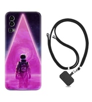 General Mobile Gm 23 Kılıf Resimli Boyun Askılı İpli Desenli Silikon Series Astro Purple2 1907