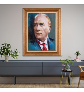 Altın Varaklı Çerçeveli Paspartulu Atatürk Tablo TR0768 (Gold)