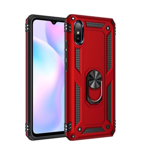 Xiaomi Redmi 9a Kılıf Sofya Yüzüklü Silikon Kapak - Kırmızı