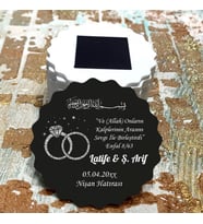 Magnet Hediyelik - Gelin / Damat Yüzüklü Besmele ve Ayetli Nişan, Kına, Nikah, Düğün, Söz Hatırası Magnet