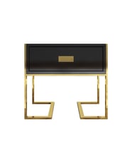 Barbara Gold Metal Yan Sehpa (Siyah)
