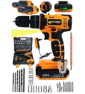58V Çift Akülü Darbeli Vidalama Seti, 27 Parça Uç