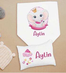 BK Kids Kişiye Özel İsimli Bebek Battaniye ve Yastık Hediye Seti, Yeni Doğan Bebek Hediyesi, Bebek Uyku Seti-7
