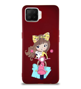 Oppo A73 Soft Premier Kapak Vespagirl Tasarımlı Silikon Kılıf - Mürdüm (Şeffaf)
