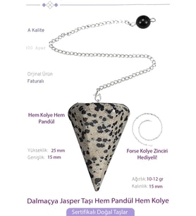 Sertifikalı Dalmaçya Jasper Taşı Pandül Sarkaç Hem Pandül - Hem Kolye (Çok Renkli)