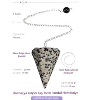 Sertifikalı Dalmaçya Jasper Taşı Pandül Sarkaç Hem Pandül - Hem Kolye (Çok Renkli)
