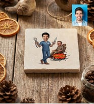 Kişiye Özel Karikatürlü Erkek Diş Hekimi Bardak Altlığı Tıp Bayramı Hediyesi