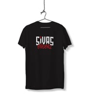Sivas Ellisekiz Yazılı Sivas Temalı Unisex Siyah Sıfır Yaka Tişört