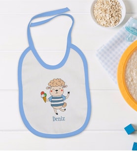 BK Kids Kişiye Özel Mavi Bebek Mama Önlüğü - Model 154