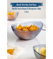 Akrilik Barok Lacivert Orta Boy Oval Meyve & Salata Kasesi & Karıştırma Kabı / 1,6 Lt (CAM DEĞİLDİR)