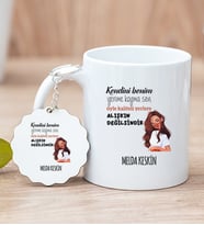 Kişiye Özel Alışıkın Değilsindir Tasarım Esprili Beyaz Kupa Bardak ve Anahtarlık