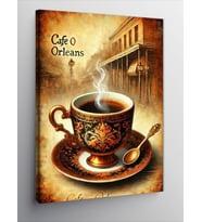 Kanvas Tablo Cafe Orleans ve Kahve Fincanı