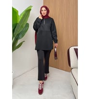 ScubaFlex Comfort Esnek Dokulu Fermuar Detaylı Kadın Tesettür Takım