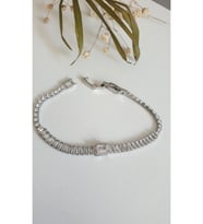 ÇELİK KADIN SU YOLU BAGET TAŞLI XUPİNG BİLEKLİK SİLVER  RENK ATMAZ ANTİALERJİK 18 CM FMACCESORİES