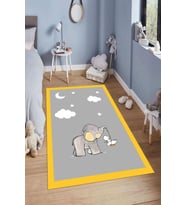 Dijital Baskılı Kaymaz Taban Yıkanabilir Kolay Temizlenir Modern Çocuk Odası Halısı NDÇ-HT-903 (Sarı)