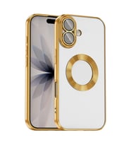 Apple iPhone 17 Uyumlu Kılıf Kamera Korumalı Logo Gösteren Zore Omega Kapak (Gold)