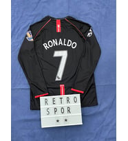 2008 Sezonu Cristiano Ronaldo Manchester United Uzun Kol Siyah Renk Nostalji Forma / Retro Ronaldo Forma
