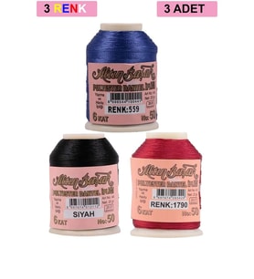 3 Adet Altınbaşak Oya ve Dantel İpi 20 gr - Royaleks - No: SİYAH - 1790 - 559