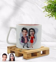 BK Gift Kişiye Özel Sevgililer Karikatürlü Middle Beyaz Kupa Bardak Model 4