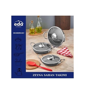 Eda ZK-603 Zeyna 3'lü Granit Kapaklı Sahan Set