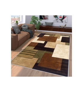Rovigo Home Dijital Baskı Yıkanabilir Kaymaz Taban Salon Halısı RVG1093 80x300 cm (Kahverengi)