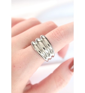 Silver Renk Ayarlanabilir Çizgili Bombe Yüzük TJ-BYK3118