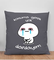 BK Gift Dardayım Tasarımlı Antrasit Kırlent Yastık, Arkadaşa Hediye, Ev Dekorasyonu, Ev Hediyesi-1