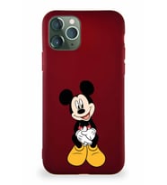 Apple iPhone 11 Pro Soft Premier Kapak Mickey Mouse-A Tasarımlı Silikon Kılıf - Mürdüm (Şeffaf)