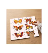 Çeşitli Turuncu Kelebekler Tasarımlı 24 Parça Ahşap Çocuk Puzzle MPK0514